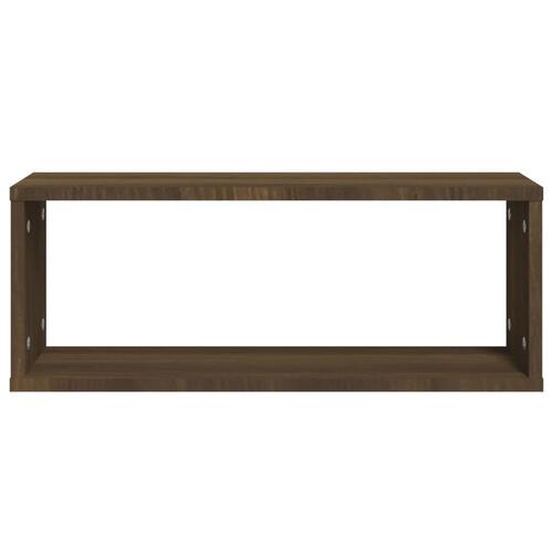 Væghylder 2 stk. 60x15x23 cm konstrueret træ brun egetræ