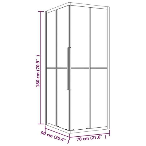 Brusekabine 90x70x180 cm halvmatteret sikkerhedsglas