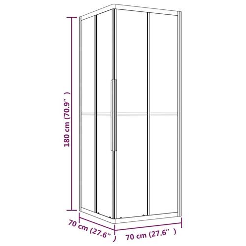 Brusekabine 70x70x180 cm matteret sikkerhedsglas sort
