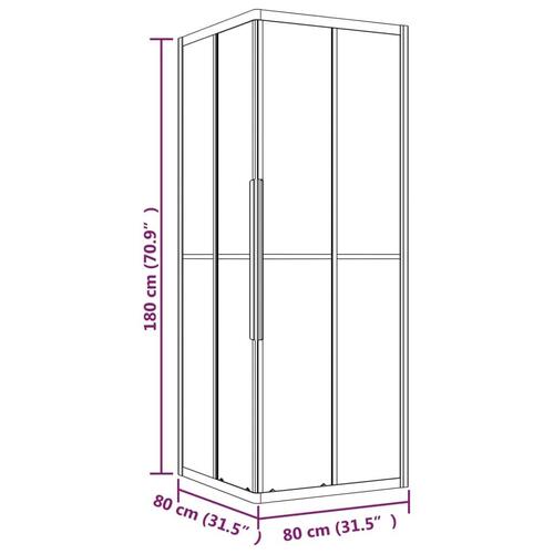 Brusekabine 80x80x180 cm matteret sikkerhedsglas sort