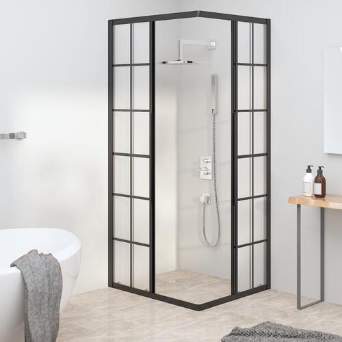 Brusekabine 80x70x180 cm matteret sikkerhedsglas sort