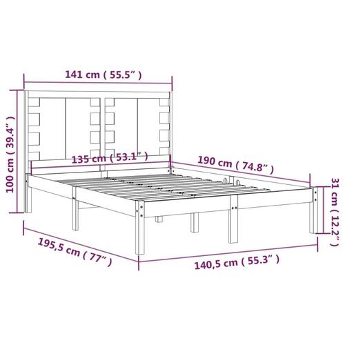 Sengeramme 135x190 cm massivt træ