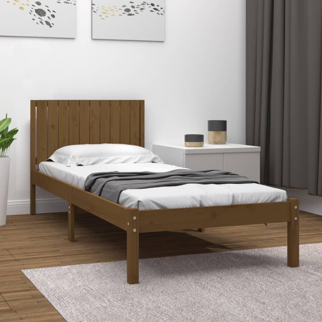 Sengeramme 100x200 cm massivt fyrretræ gyldenbrun