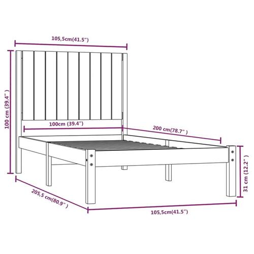 Sengeramme 100x200 cm massivt fyrretræ gyldenbrun