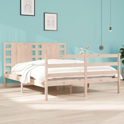 Sengeramme uden madras 135x190 cm massivt fyrretræ hvid