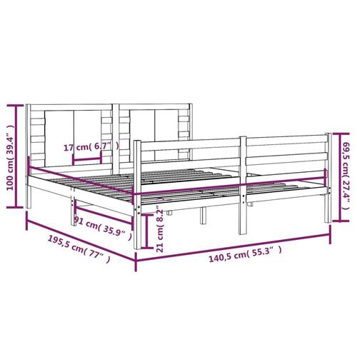 Sengeramme uden madras 135x190 cm massivt fyrretræ hvid
