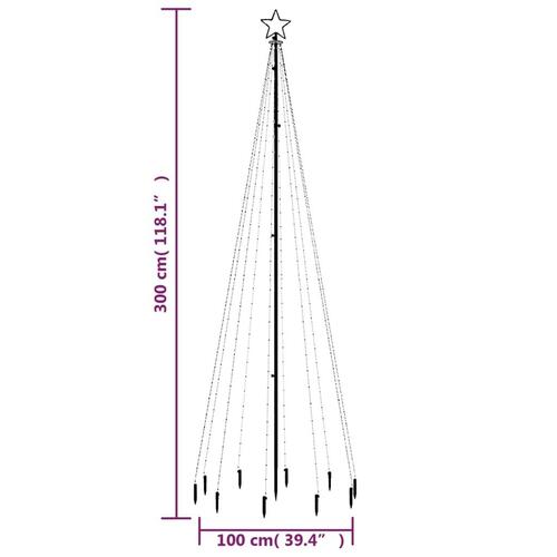 Juletræ med spyd 310 LED'er 300 cm farverigt lys