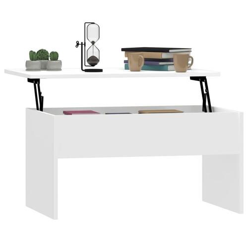 Sofabord 80x50,5x41,5 cm konstrueret træ hvid højglans