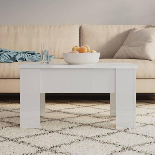 Sofabord 79x49x41 cm konstrueret træ hvid højglans