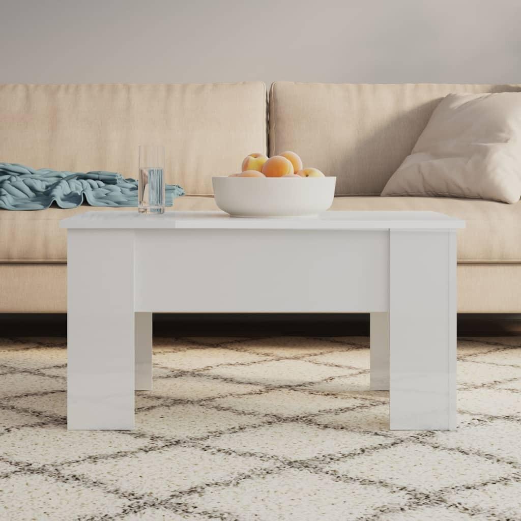 Sofabord 79x49x41 cm konstrueret træ hvid højglans