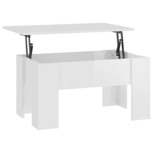 Sofabord 79x49x41 cm konstrueret træ hvid højglans