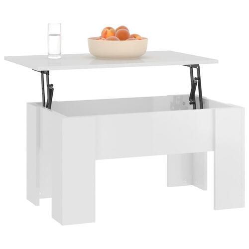 Sofabord 79x49x41 cm konstrueret træ hvid højglans