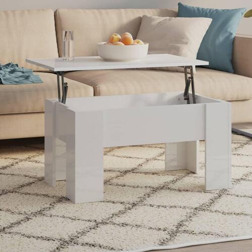Sofabord 79x49x41 cm konstrueret træ hvid højglans