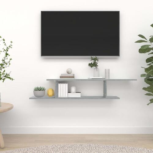 Væghængt tv-hylde 125x18x23 cm konstrueret træ grå sonoma-eg