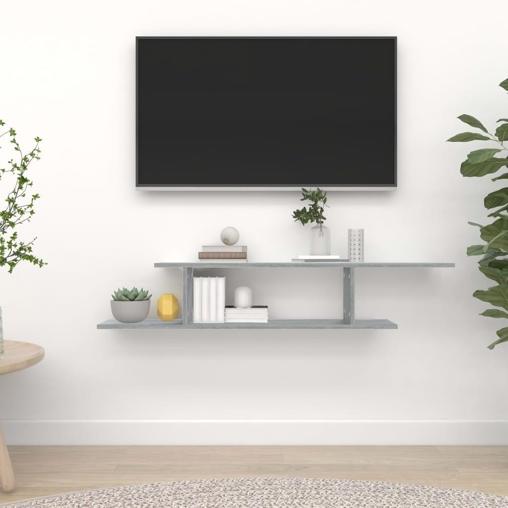 Væghængt tv-hylde 125x18x23 cm konstrueret træ grå sonoma-eg