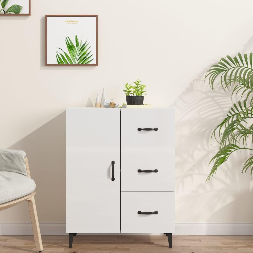Skænk 69,5x34x90 cm konstrueret træ hvid højglans