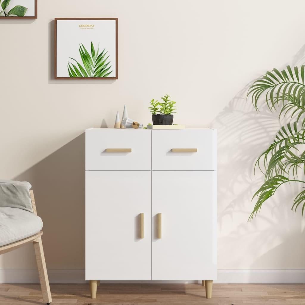 Skænk 69,5x34x89 cm konstrueret træ hvid højglans
