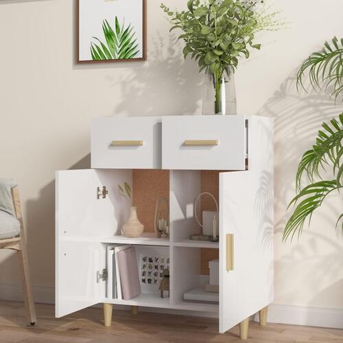 Skænk 69,5x34x89 cm konstrueret træ hvid højglans