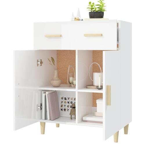 Skænk 69,5x34x89 cm konstrueret træ hvid højglans