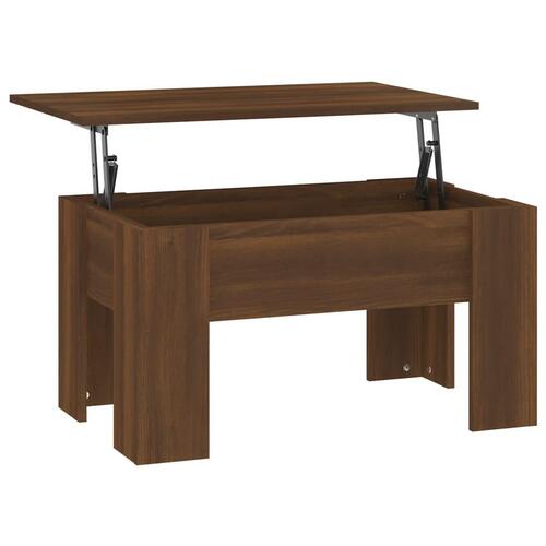 Sofabord 79x49x41 cm konstrueret træ brun egetræsfarve