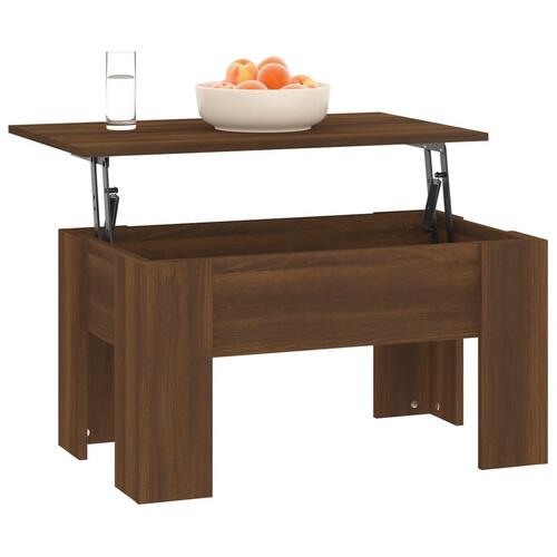 Sofabord 79x49x41 cm konstrueret træ brun egetræsfarve