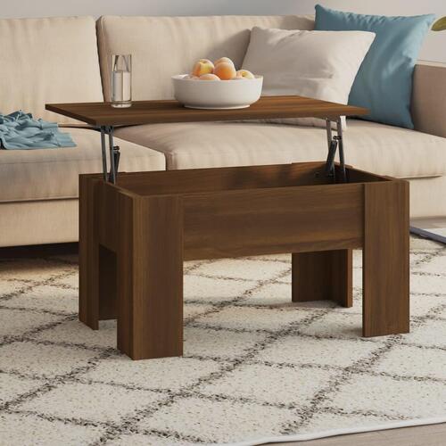 Sofabord 79x49x41 cm konstrueret træ brun egetræsfarve
