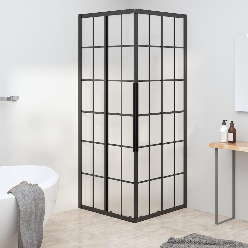 Brusekabine 80x80x180 cm matteret sikkerhedsglas sort