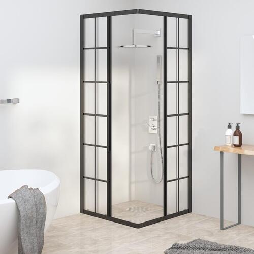 Brusekabine 80x80x180 cm matteret sikkerhedsglas sort