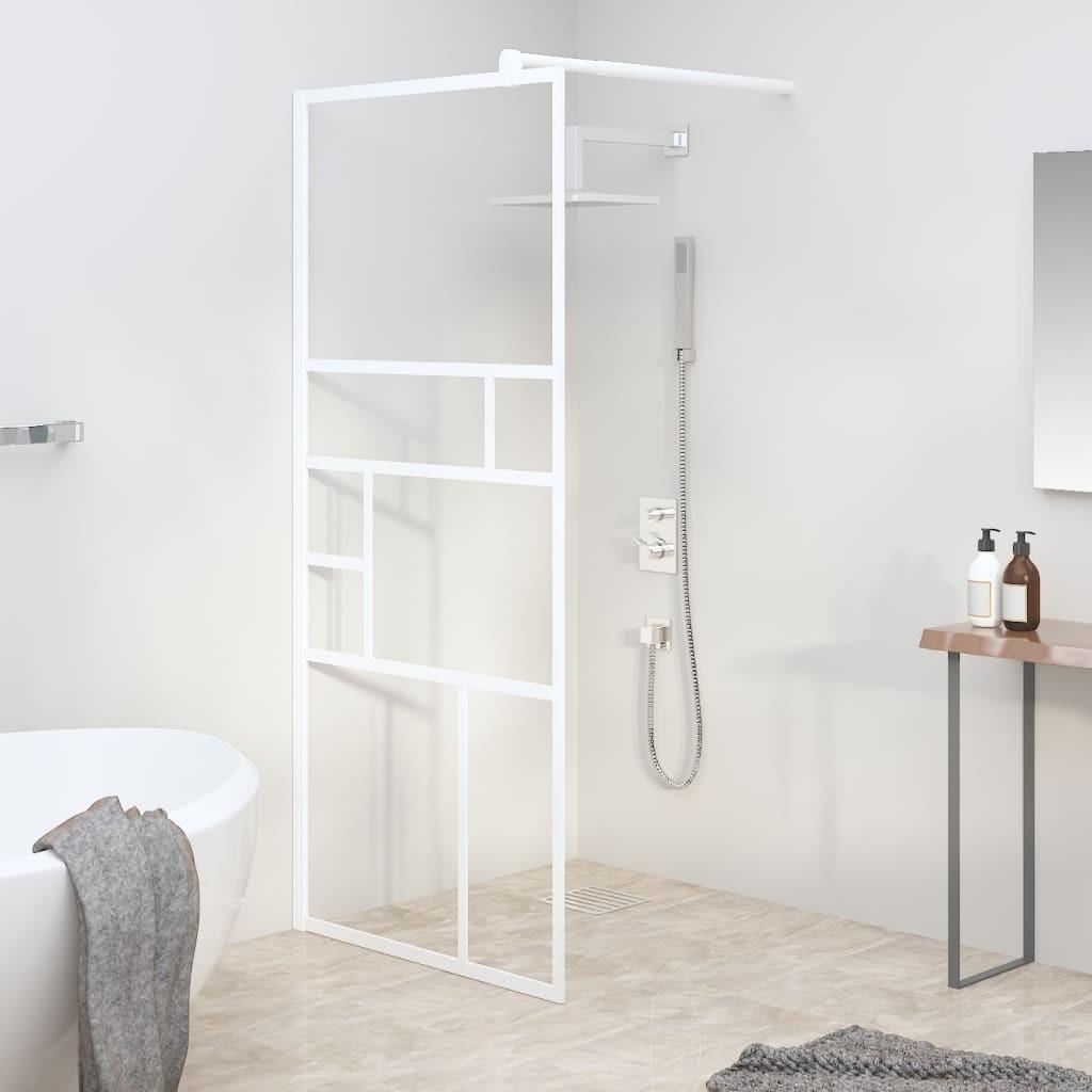 Brusevæg 80x195 cm sikkerhedsglas hvid
