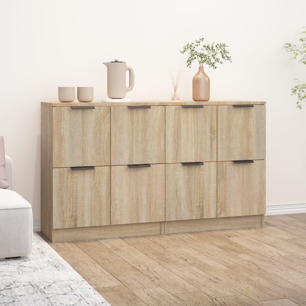 Skænke 2 stk. 60x30x70 cm konstrueret træ sonoma-eg