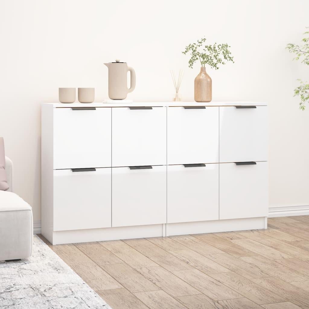 Skænke 2 stk. 60x30x70 cm konstrueret træ hvid højglans