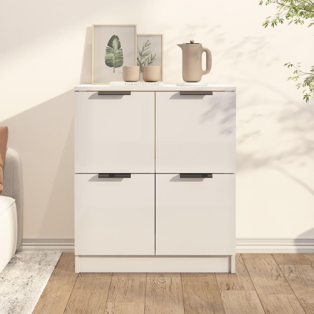 Skænk 60x30x70 cm konstrueret træ hvid højglans