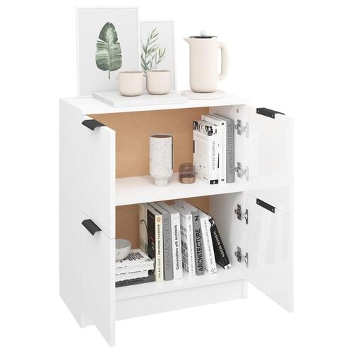 Skænk 60x30x70 cm konstrueret træ hvid højglans
