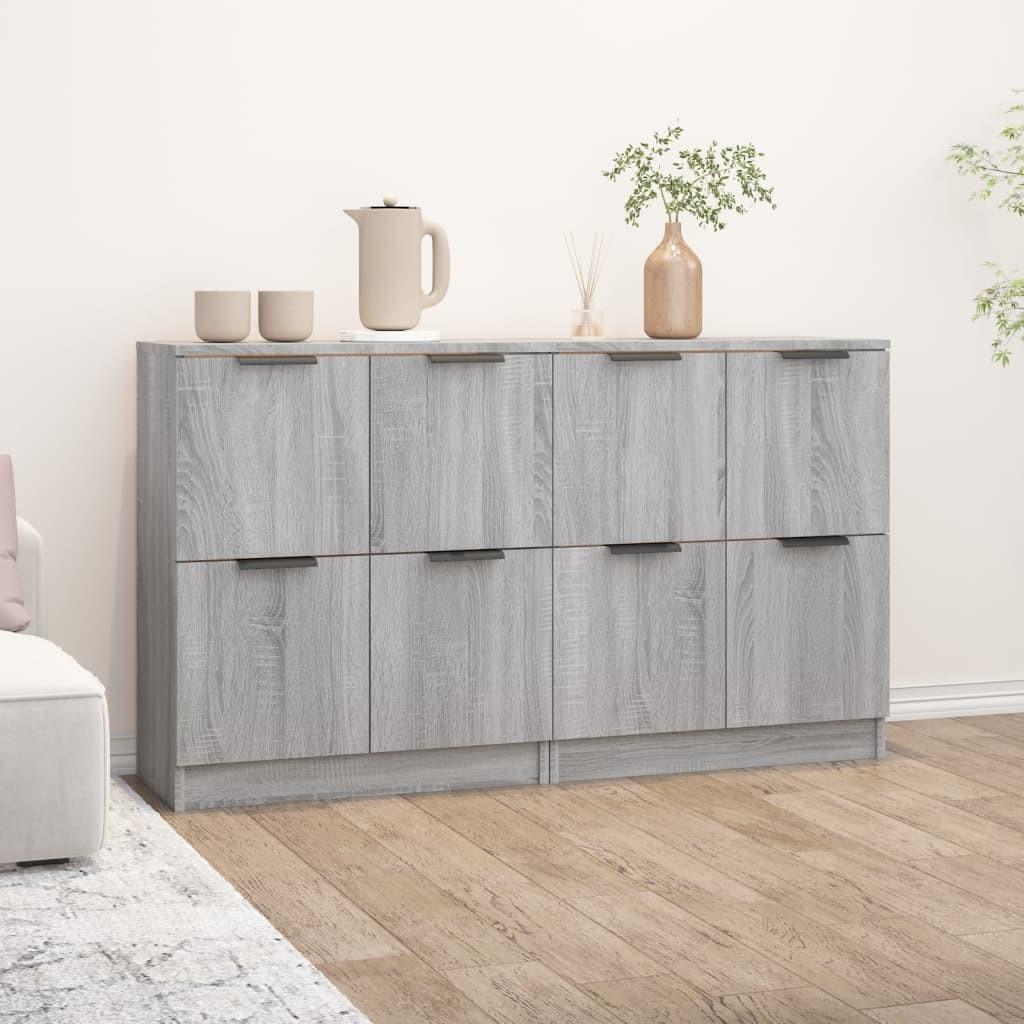Skænke 2 stk. 60x30x70 cm konstrueret træ grå sonoma-eg