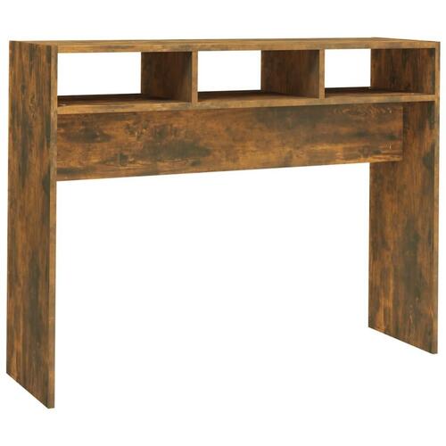 Konsolbord 105x30x80 cm konstrueret træ røget egetræsfarve