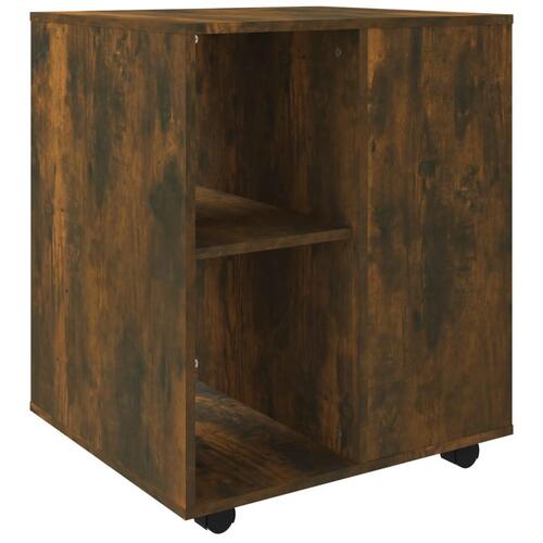 Skab med hjul 60x53x72 cm konstrueret træ røget egetræsfinish