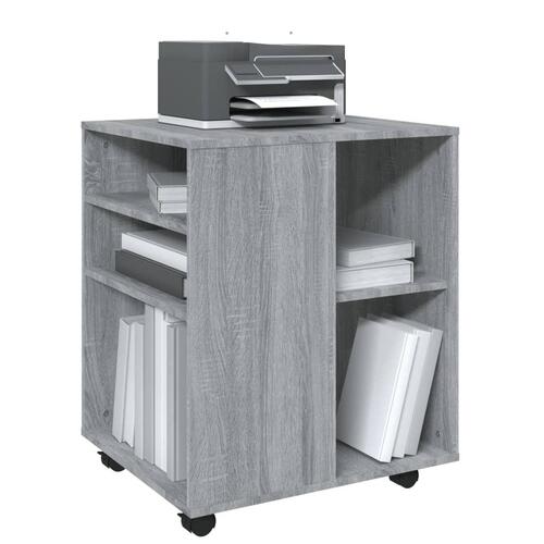 Skab med hjul 60x53x72 cm konstrueret træ grå sonoma-eg