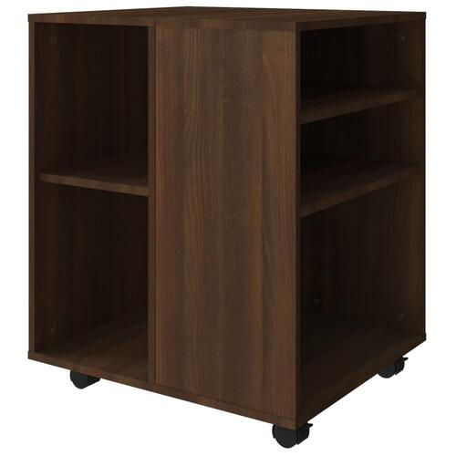 Skab med hjul 60x53x72 cm konstrueret træ brun egetræsfarve