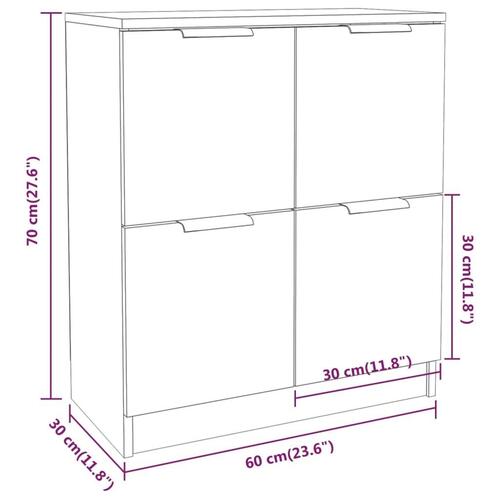 Skænk 60x30x70 cm konstrueret træ brun egetræsfarve