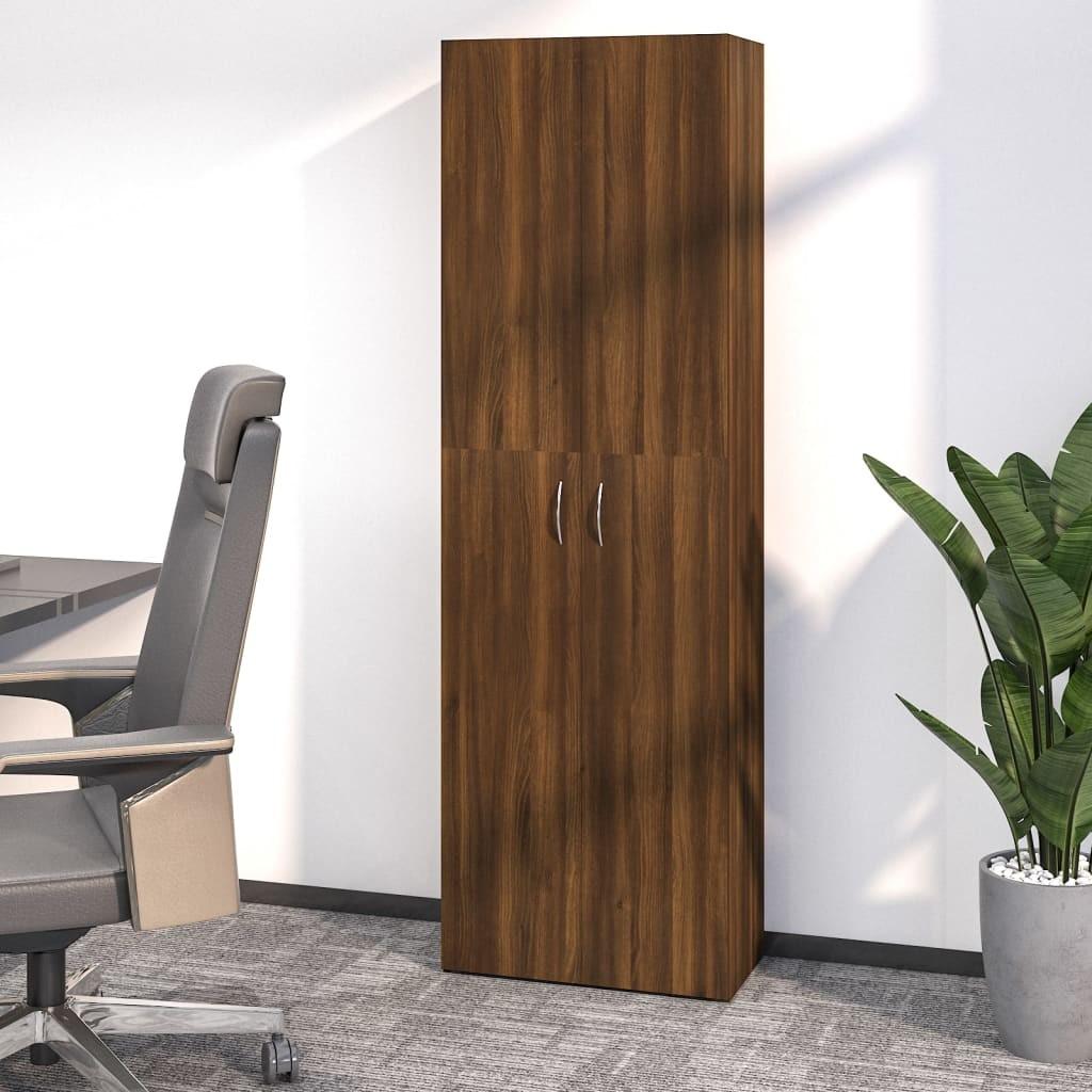 Kontorskab 60x32x190 cm konstrueret træ brun egetræsfarve