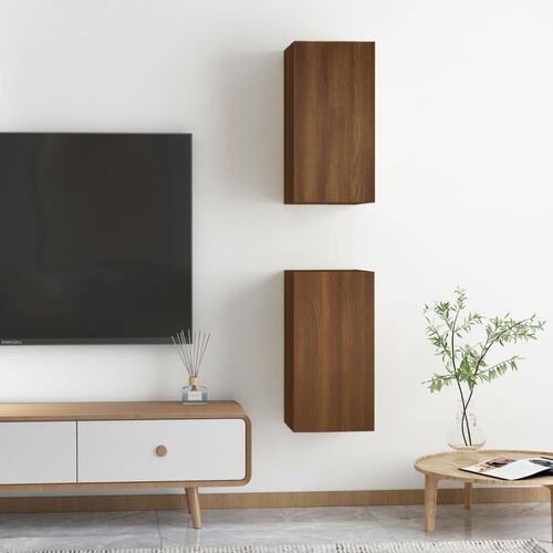 Tv-skabe 2 stk. 30,5x30x60 cm konstrueret træ brun egetræsfarve