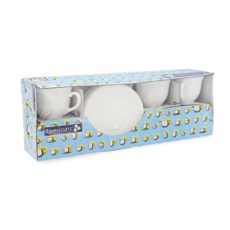 Luminarc Trianon sæt med kopper og underkopper, hvidt glas, 220 ml (12 dele)