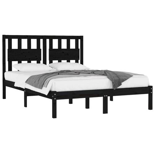 Sengeramme 200x200 cm massivt fyrretræ sort