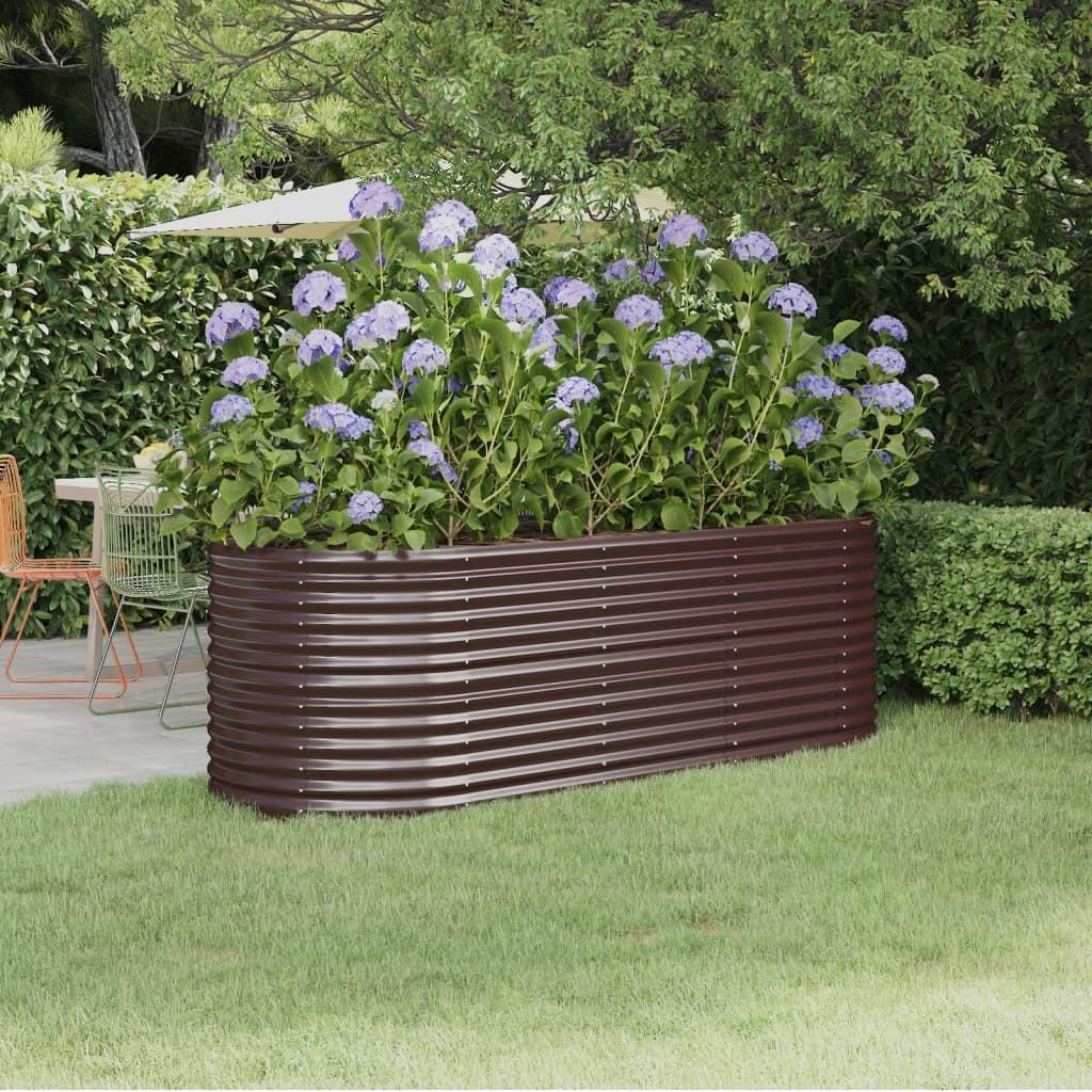 Plantekasse 224x80x68 cm pulverlakeret stål brun