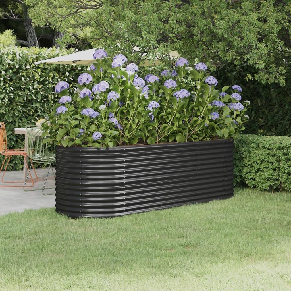 Plantekasse 224x80x68 cm pulverlakeret stål antracitgrå