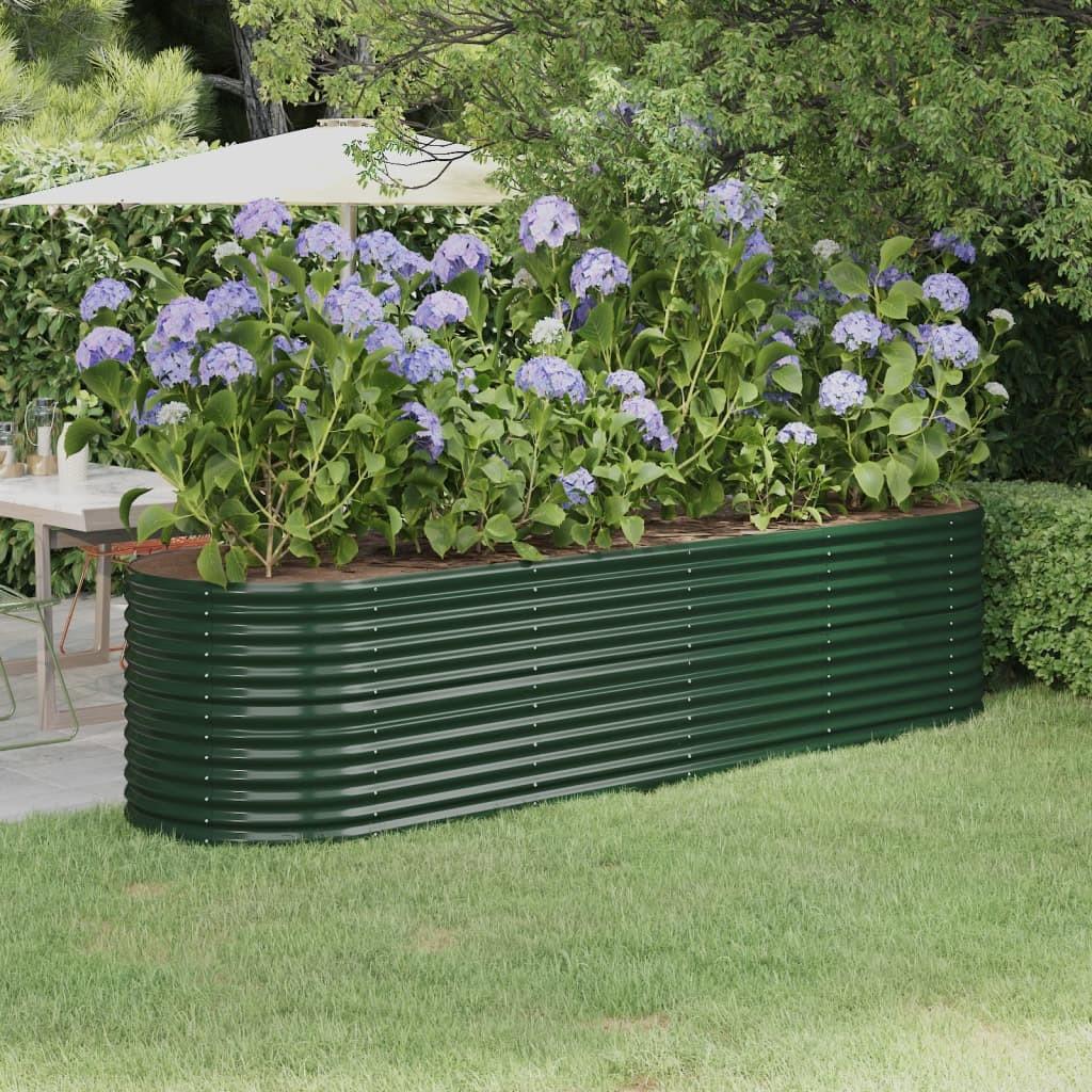 Plantekasse 296x80x68 cm pulverlakeret stål grøn