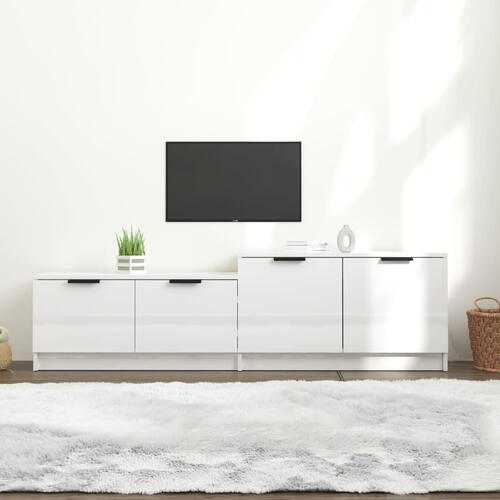 Tv-bord 158,5x36x45 cm konstrueret træ hvid højglans