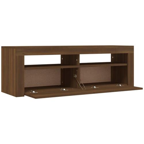 Tv-bord med LED-lys 120x35x40 cm brun egetræsfarve