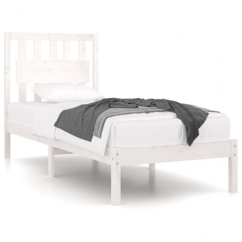 Sengeramme 90x200 cm massivt fyrretræ hvid
