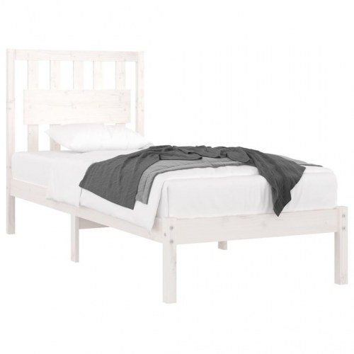 Sengeramme 90x200 cm massivt fyrretræ hvid